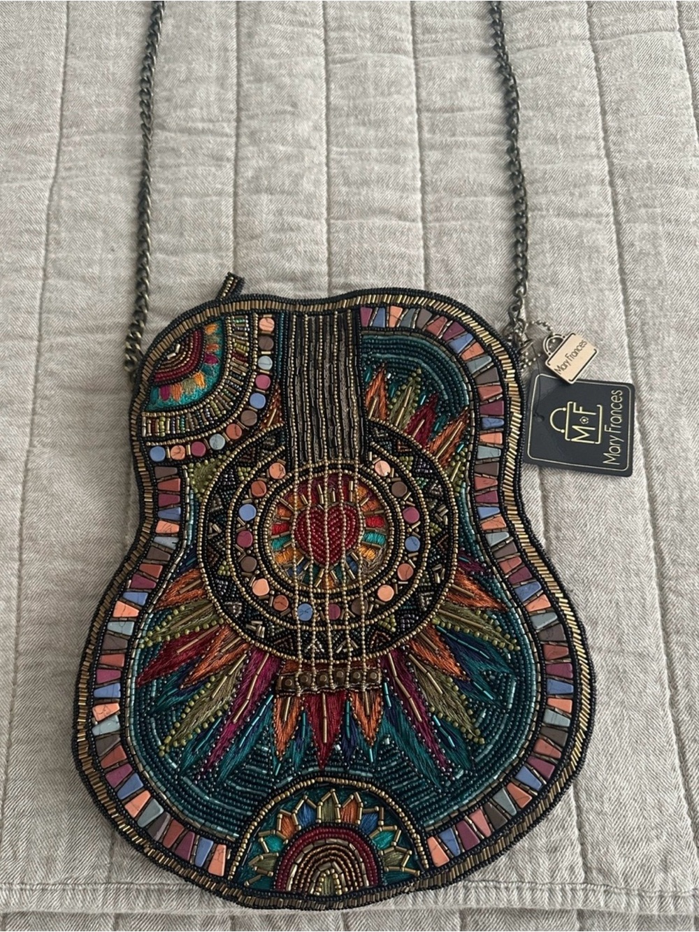 Mary Frances Beaded Guitar-Shaped Crossbody